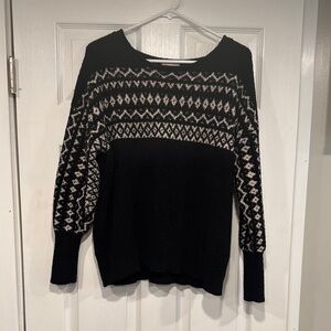 Knox Rose Women’s Black & White Fuzzy Soft Crew Neck Sweater Size Large